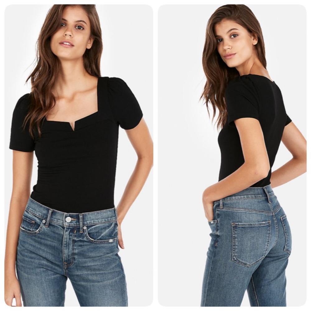 🍃🌼 3/$20 EXPRESS SQUARE NECK PUFF SLEEVE TEE (S)